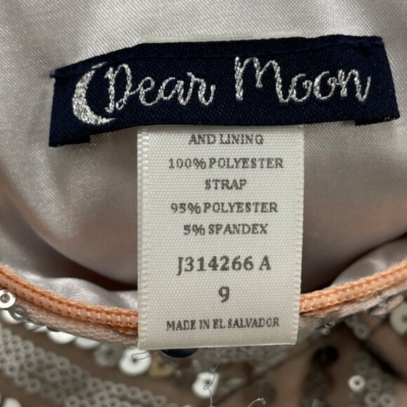 Dear Moon Womens  Nude & Silver Sequin Mini Cocktail Evening Dress SZ 9 - Picture 7 of 9